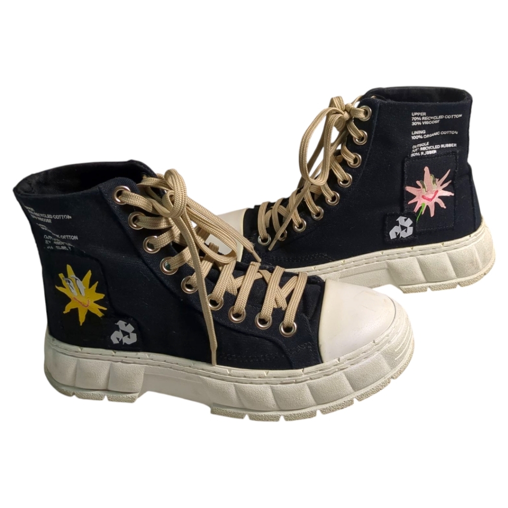 Virón 1982 Pepo Boots Sneakers / Canvas Patch HighTop SZ 8 US - Picture 2 of 8